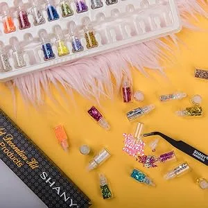 SHANY 3D Nail Art Decoration Mini Bottles - 48 Glass Bottles With Free Nail Art Tweezer - product information 4
