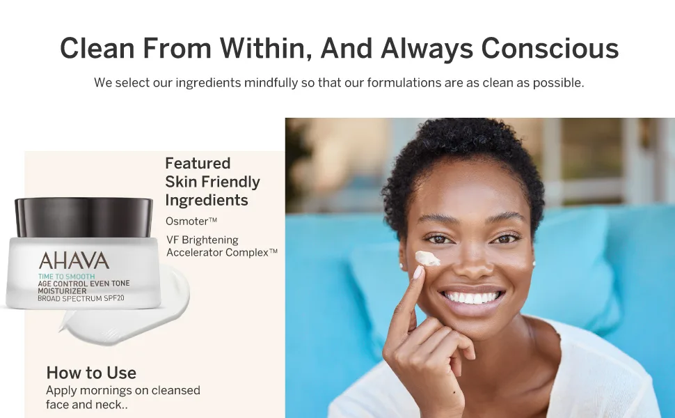 AHAVA Time to smooth | Age Control Even Tone Moisturizer | Broad Spectrum | SPF20 - Skin friendly, spf20, moisturizer, vegan, paraben free, even tone