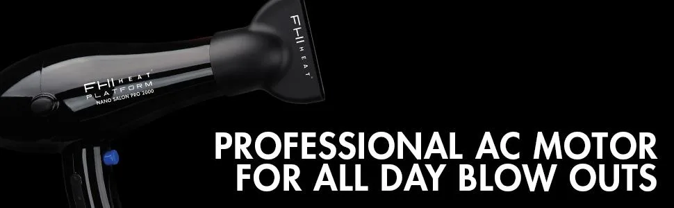 FHI HEAT Platform Nano Power Salon Pro 2000 Tourmaline Ceramic Quick Dry Hair Dryer with 3 Piece Attachment Set (Comb  Concentrator  and Diffuser)  Black - product information 2
