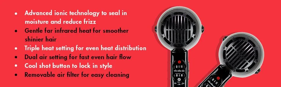 FHI HEAT Platform Nano Power Salon Pro 2000 Tourmaline Ceramic Quick Dry Hair Dryer with 3 Piece Attachment Set (Comb  Concentrator  and Diffuser)  Black - product information 3