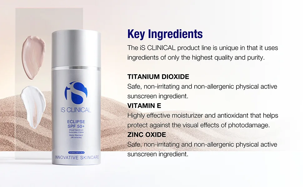 iS CLINICAL Eclipse SPF 50+ Sunscreen  Zinc Oxide tinted sunscreen  ultra sheer non-greasy matte finish sun cream for face Transcluent - zo skin