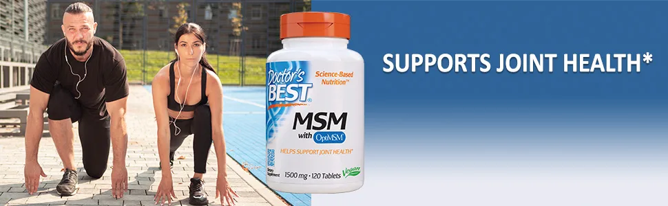 Doctor's Best MSM 1500 mg - 120 Tablets - MSM joint comfort and mobility healthy immune antioxidant defense hair, skin, and nails