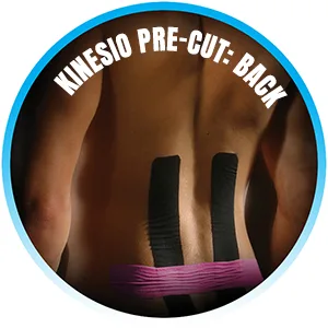 Kinesio Tape - Pre-Cut Knee Support - Optimized Athletic Tape Strips - 3 Single-Use Knee Strips - back kinesio