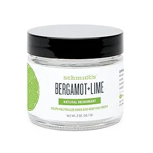 Schmidt's Natural Deodorant - Bergamot and Lime  2 ounces. Jar for Women and Men - Schmidt