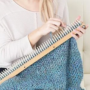Authentic Knitting Board with Peg Extenders  28-Inch - Simple weave and hook process.