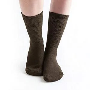 Doc Ortho Ultra Soft Loose Fit Diabetic Socks  3 Pairs  1/4 Crew White Large - brown crew