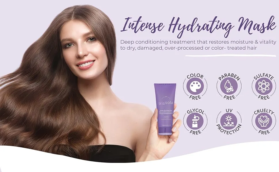 Trissola Intense Hydrating Mask Set - Moisturizing Hair Mask (6.7 oz) - Hydrating Mask Set