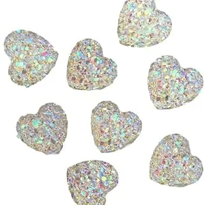 500 x Self Adhesive Pearls Gems 3mm Mini Flat Backed Round Pearls Beads Strips Embellishments (White) - AB Resin hearts