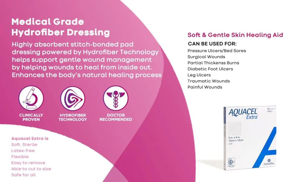 Aquacel Extra Hydrofiber Wound Dressing  Size 4 X 5 10/Box - 2 Aquacel Extra 420674 Info Slide