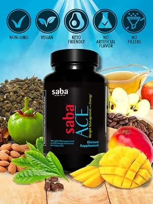 Appetite Control and Energy ACE New Formula. DMAA Free. 60 Capsules - Saba ACE Quality Ingredients