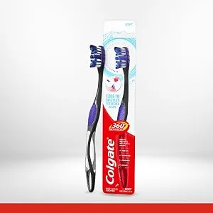 Colgate 360 Total Advanced Floss-Tip Bristle Toothbrush  Full Head Soft - Floss-Tip