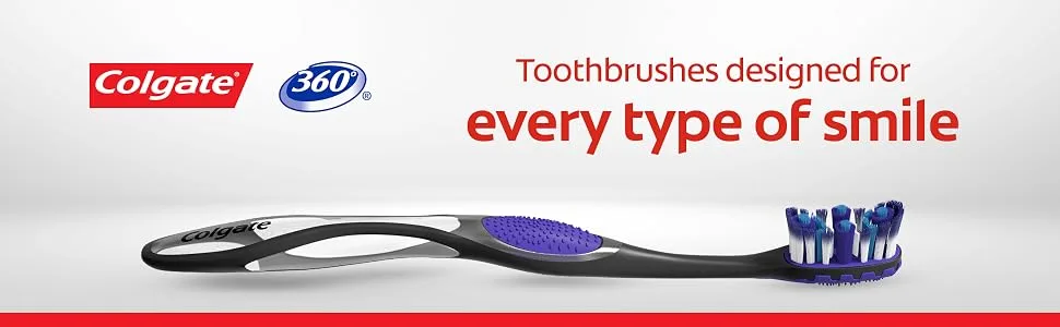 Colgate 360 Total Advanced Floss-Tip Bristle Toothbrush  Full Head Soft - Floss-Tip