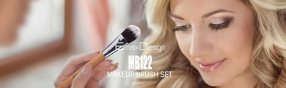 EmaxDesign 12 Pieces Makeup Brush Set Professional Bamboo Handle Premium Synthetic Kabuki Foundation Blending Blush Concealer Eye Face Liquid Powder Cream Cosmetics Brushes Kit With Bag - EmaxDesign 12 Pieces Makeup Brush Set Bamboo handle cosmetic brushes