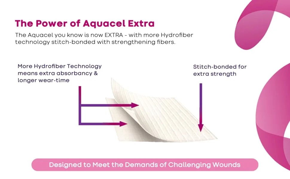 AQUACEL Extra Hydrofiber Two-Dimensional 6x6 Dressing  Soft Absorbent Non-Woven Wound Dressing  420673  Box of 5 - 4.5 Aquacel Extra Products Difference