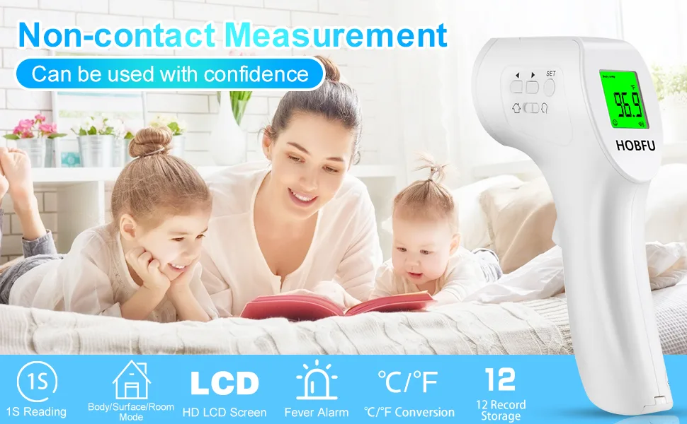 Forehead Thermometer for Adults  Non-Contact Forehead Thermometer for Body Temperature & Surface of Objects Use Thermometer for 1sTemperature Measurement (White) - Forehead Thermometer