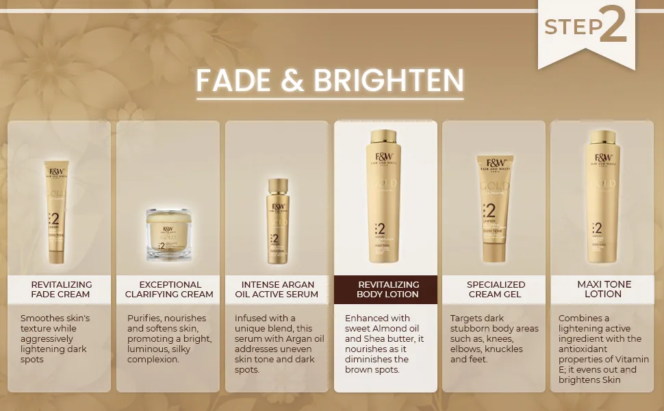 FAIR & WHITE 2: Gold Revitalizing Body Lotion | 500ml / 17.6fl.oz | with Argan Oil  Vitamin E and Shea Butter - product information 21