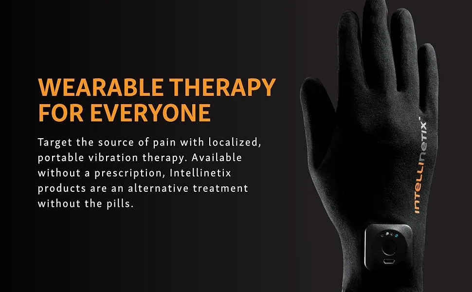 Brownmed Intellinetix Therapy Gloves - Hand Compression Gloves with Wearable Vibration Therapy - Support for Arthritis and Chronic Pain - Medium Black Wrap Medium (1 Pair) - module 2