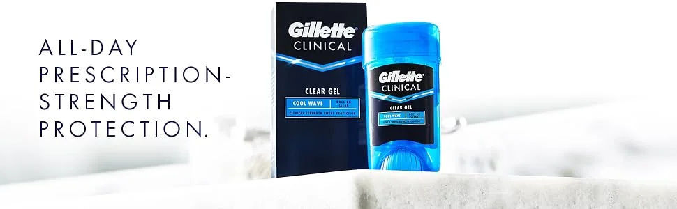 Gillette Clinical Strength Antiperspirant Deodorant for Men  Cool Wave Scent  Clear Gel  1.6 Ounce - all day prescription strength protection, gillette clinical antiperspirant deodorant, clear gel