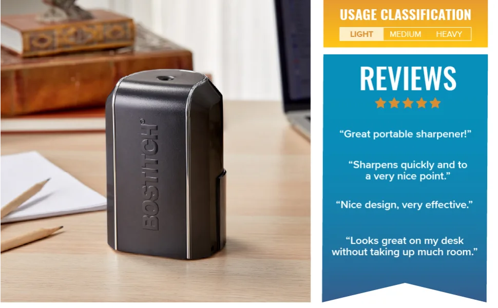 Bostitch Vertical Electric Pencil Sharpener  Powerful Stall-Free Motor  Prevents Over-Sharpening  Black (EPS5V-BLK) - image