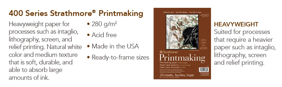 Strathmore Printmaking Paper Pad 8X10-20 Sheets -62433800 8x10 - Strathmore 400 Series Printmaking