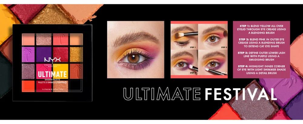 NYX PROFESSIONAL MAKEUP Ultimate Shadow Palette  Eyeshadow Palette - Festival Edition - nyx ultimate shadow palette eyeshadow palette
