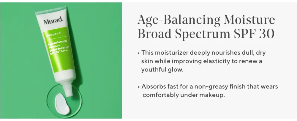 Murad Age-Balancing Moisture Broad Spectrum SPF 30 - Resurgence Moisturizer SPF - Protects and Improves Elasticity  1.7 oz - description