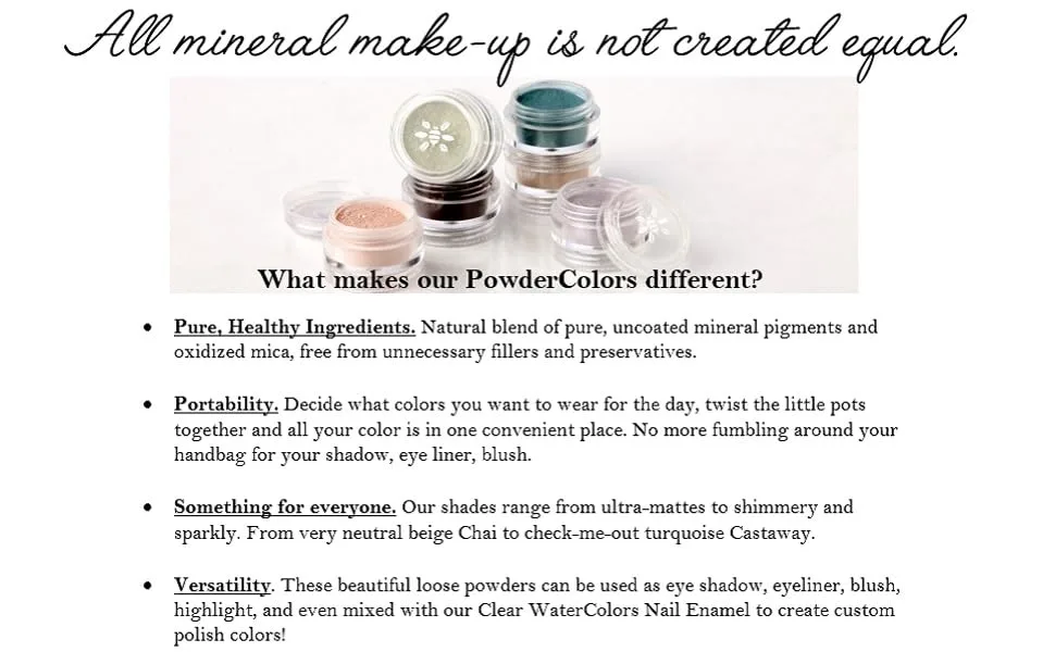 Honeybee Gardens PowderColors - Clean Mineral Eye Shadow - Castaway (bright shimmery turquoise blue) | Versatile  Portable  & Skin-Friendly  2g - powder