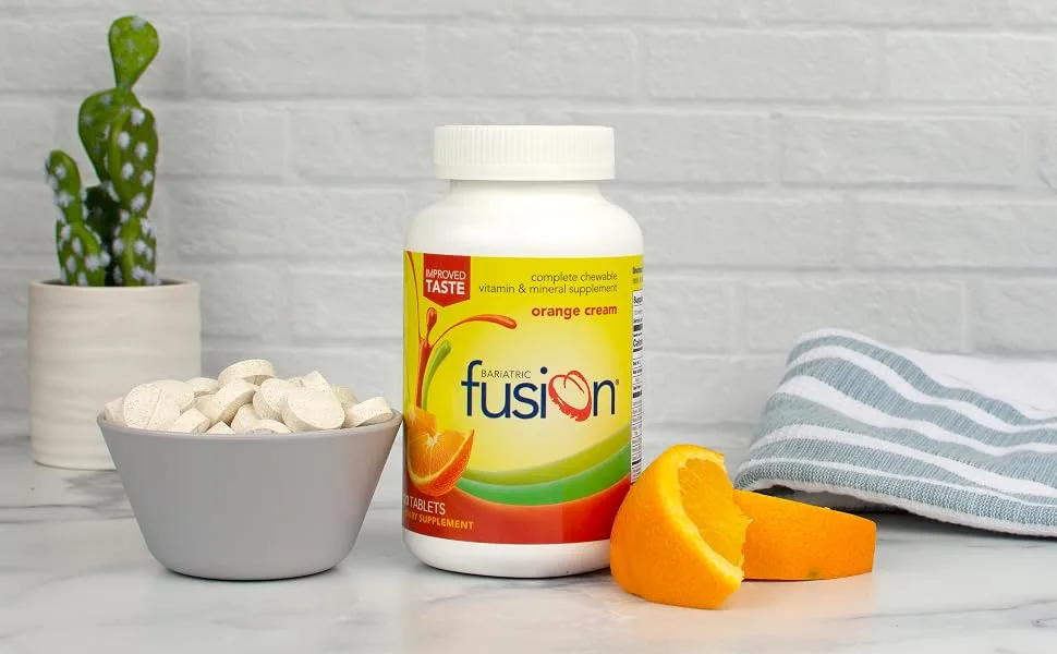 Bariatric Fusion Orange Cream Flavored Complete Chewable Bariatric Multivitamin with Iron for Bariatric Surgery Patients Including Gastric Bypass and Sleeve Gastrectomy - 120 Tablets - occc