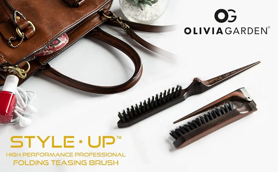 Olivia Garden Style-Up Teasing Foldable Hair Brush Combo - Style-up Teasing Brush Collection by Olivia Garden