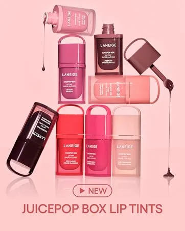 LANEIGE Neo Blurring Powder: Korean Oil-Control Compact with Pore Blurring Smoothing Finish & Travel-Friendly No-Spill Packaging Blurred Skin & Glowy Lips Set - JuicePop Box Lip Tints