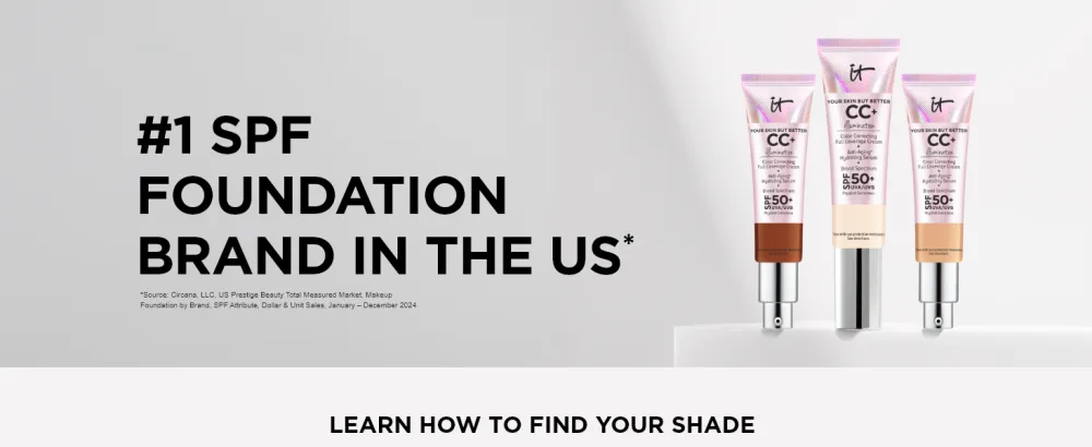 IT Cosmetics CC+ Cream Illumination with SPF 50+ Radiant Full Coverage Foundation (Deep - 1.08 fl oz) & Bye Bye Undereye Concealer Anti-Aging Makeup (43.0 Deep Honey - 0.4 fl oz) - sunscreen makeup foundation make up cc cream spf moisturizer face sunscreen spf 50 color corrector