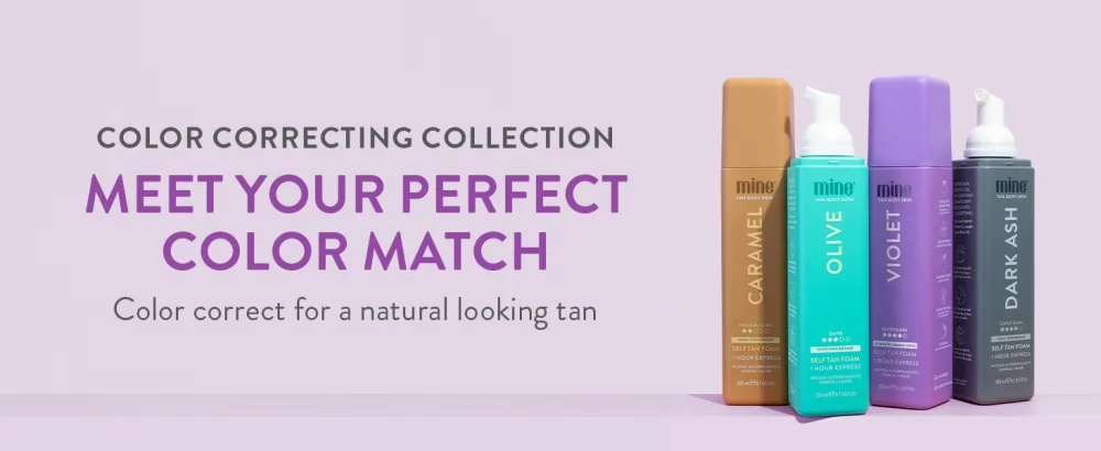 MineTan Best Sellers Self Tan Bundle | Express 1 Hour - Includes Dark Violet Sunless Tanner Mousse Face Mist Application Mitt & Exfoliating Glove for Tan Removal & Prep - color correcting collection self tan foam undertone embrace your base