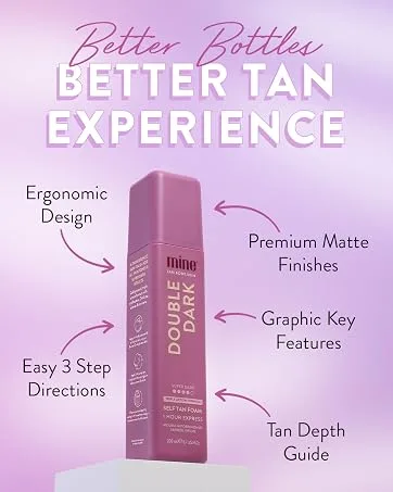 MineTan Best Sellers Self Tan Bundle | Express 1 Hour - Includes Dark Violet Sunless Tanner Mousse Face Mist Application Mitt & Exfoliating Glove for Tan Removal & Prep - moroccan oil professional spray tan solution pro spray mist self tan fake tan spray