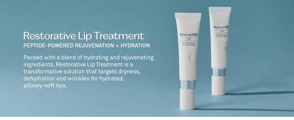 RescueMD Restorative Lip Treatment Peptide-Powered Rejuvenation + Arnica Repair for Healthy Hydrated Lips (12mL) - LIP TEST 2
