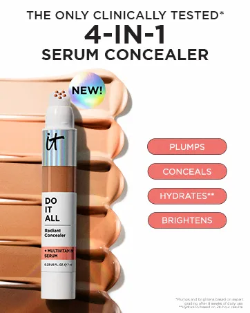 IT Cosmetics CC+ Cream with SPF 50+ Natural Finish Full Coverage Foundation (Deep Bronze - 1.08 fl oz) & Bye Bye Undereye Concealer Anti-Aging Makeup (43.0 Deep Honey - 0.4 fl oz) - lip gloss lipstick serum confidence it cosmetics neutral glossy