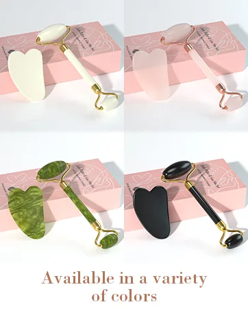 YLTNEUQER Jade Roller Gua Sha Set (Black) - Jade Roller Gua Sha Set face massager tool guasha tool facial roller beauty tools accessories