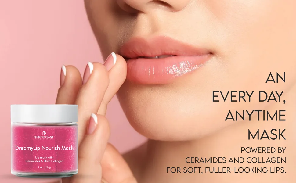 First Botany Lip Mask & Lip Balm - 2 in 1 Nourishing & Hydrating leave-on Overnight lip mask (pink) - anytime mask