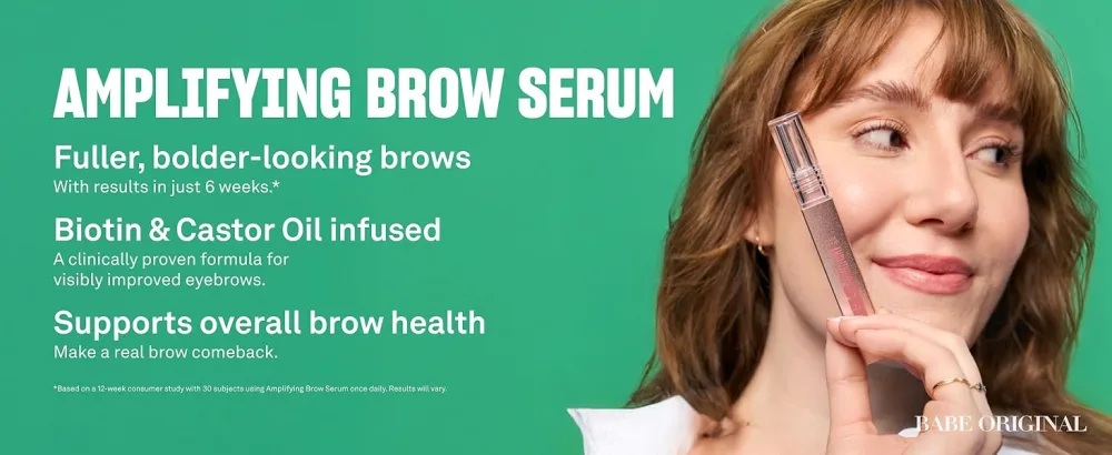 Babe Original Eyebrow Serum For Thicker Brows - Brow Serum with Castor Oil Biotin Repairing Amino Acids 0.03 Fl Oz (Pack of 1) - amplifying brow serum