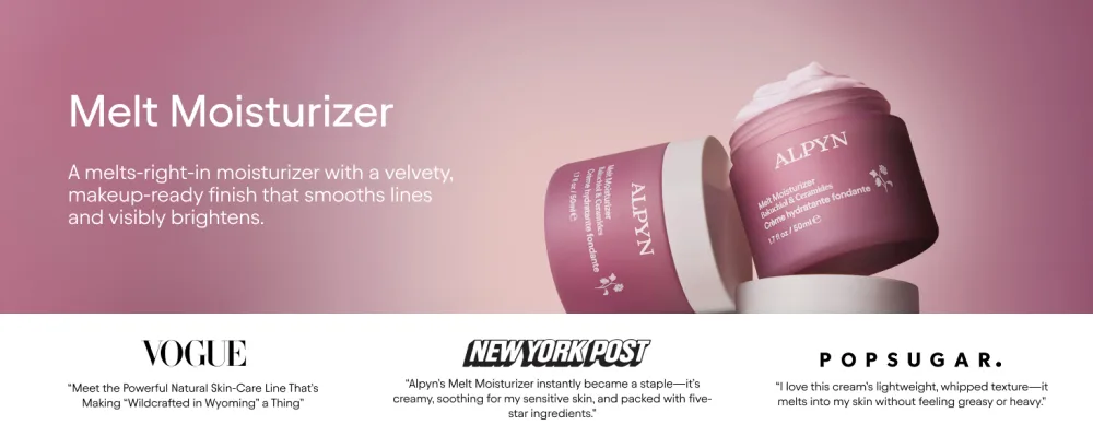 ALPYN Melt Moisturizer | Weightless Brightening and Plumping Hydration with a Velvety Makeup-Ready Finish | 1.7 oz / 50 ml - moisturizer with a velvery makeup ready finish, smooths lines and brightens