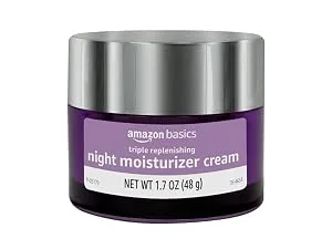 Amazon Basics Triple Replenishing Moisturizer Night Cream 1.7 Ounces 1-Pack - cream, night, face, skin, moisturizer, triple, retinol, acid, antiaging, hyaluronic, vitamin, anti