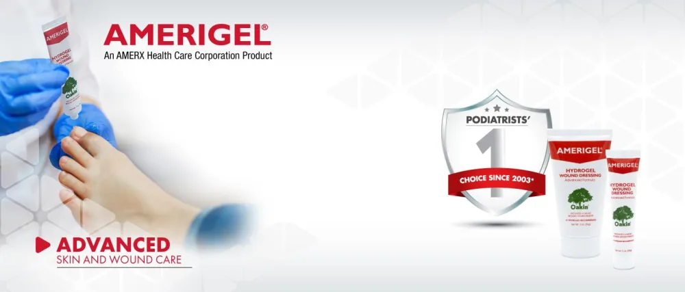 AMERIGEL - Bundle of 1oz Hydrogel Wound Dressing and 6oz Care Lotion - Hydrogel wound dressing and care lotion background