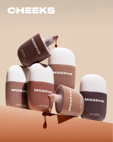 Morphe Continuous Setting Mist - Micro-Fine Makeup Setting Spray with a Natural Radiant Finish - Helps Makeup Resist Caking or Fading & Increases Wear of Foundation (2.8 fl oz) - Cheeks Hot shot sun drops