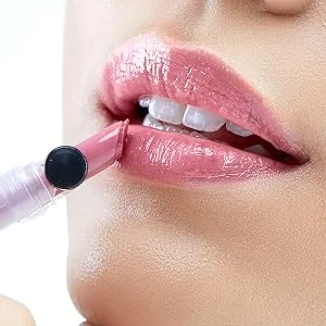 CLICKA One-Touch Retractable Tinted Lip Balm Moisturizing Lip Gloss with Menthol (Rose Pink) Korean Lip Care - Rose Pink