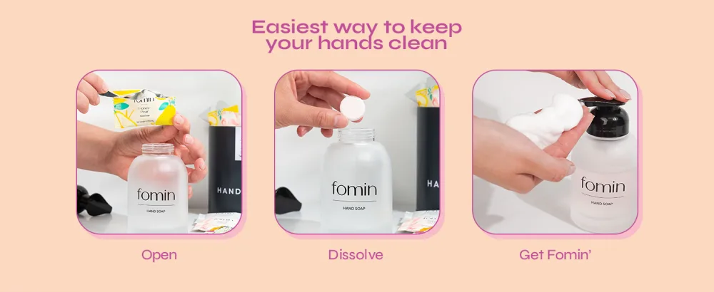 FOMIN Foaming Hand Soap Tablets (6 Count) - Makes 48 fl oz (6 x 8 fl oz) - Basil Mandarin - Foaming Hand Soap Refills Sustainable Soap Tablets for Hands Basil Mandarin - 6 Pack - Foaming Hand Soap Tablets