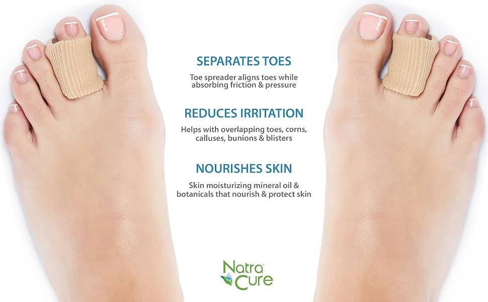 NatraCure Gel Toe Spreaders & Spacer (with Ribbed Fabric) 1 Pair - Medium (1006-M CAT) Medium (Fabric) - product with descriptive text