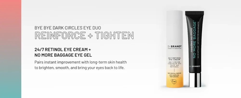 Dr. Brandt Bye Bye Dark Circles Duo - Includes No More Baggage (0.5 oz) & Bright This Way 24/7 Retinol Eye Cream (0.5 fl oz) - Bye Bye Dark Circles Eye Duo
