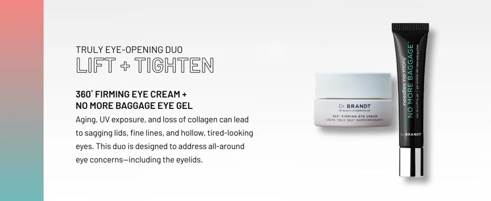 Dr. Brandt Bye Bye Dark Circles Duo - Includes No More Baggage (0.5 oz) & Bright This Way 24/7 Retinol Eye Cream (0.5 fl oz) - Truly Eye-Opening Duo