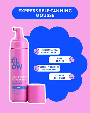 Australian Glow Miracle Mist Self Tanner for Face & Body w/Quad-Collagen Complex & Hyaluronic Acid 3.38 fl. oz / 100ml - AG-Carousel-Mousse-Attrib2