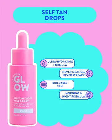 Australian Glow Miracle Mist Self Tanner for Face & Body w/Quad-Collagen Complex & Hyaluronic Acid 3.38 fl. oz / 100ml - AG-Carousel-TanDrops-Attributes