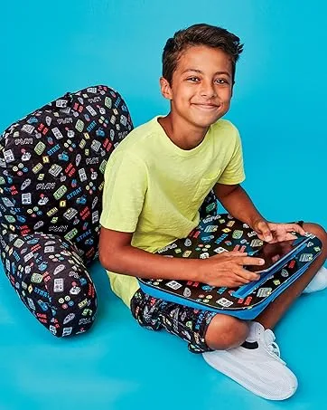 iscream Game On! Video Game Controller Shaped Vanilla Scented Lip Balm - Boy sitting with lap desk